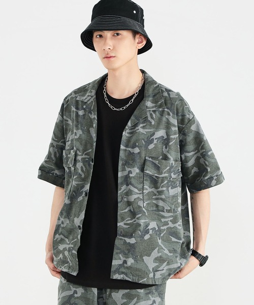 EDWIN（エドウィン）の「歩くたびに涼しい【歩クール】 イージー　8ポケット 半袖シャツ（シャツ/ブラウス・メンズ・ブラック/カーキ/グレー系カモフラージュ/ストライプ・SMALL/MEDIUM/LARGE/X-LARGE）」の3枚目の写真