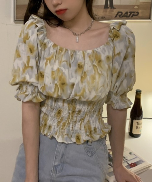 yuue' ( wear )(ユーイ)の「オフショルスクエアネックシャーリングトップス(シャツ/ブラウス・レディース・ピンク/イエロー/ブルー・FREE)」の5枚目の写真