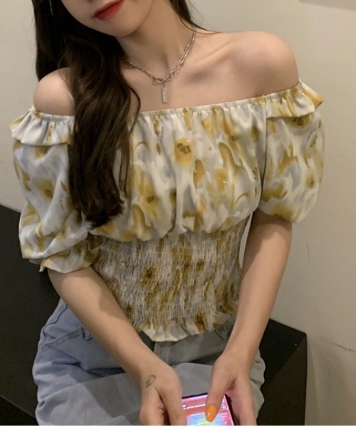 yuue' ( wear )(ユーイ)の「オフショルスクエアネックシャーリングトップス(シャツ/ブラウス・レディース・ピンク/イエロー/ブルー・FREE)」の9枚目の写真