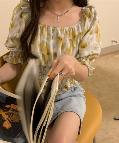 yuue' ( wear )(ユーイ)の「オフショルスクエアネックシャーリングトップス(シャツ/ブラウス・レディース・ピンク/イエロー/ブルー・FREE)」の10枚目の写真