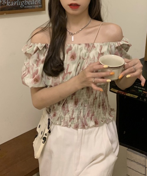 yuue' ( wear )(ユーイ)の「オフショルスクエアネックシャーリングトップス(シャツ/ブラウス・レディース・ピンク/イエロー/ブルー・FREE)」の11枚目の写真