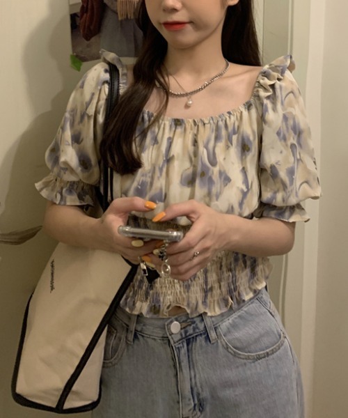 yuue' ( wear )(ユーイ)の「オフショルスクエアネックシャーリングトップス(シャツ/ブラウス・レディース・ピンク/イエロー/ブルー・FREE)」の13枚目の写真