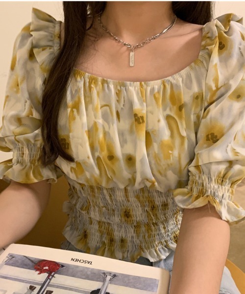 yuue' ( wear )(ユーイ)の「オフショルスクエアネックシャーリングトップス(シャツ/ブラウス・レディース・ピンク/イエロー/ブルー・FREE)」の16枚目の写真