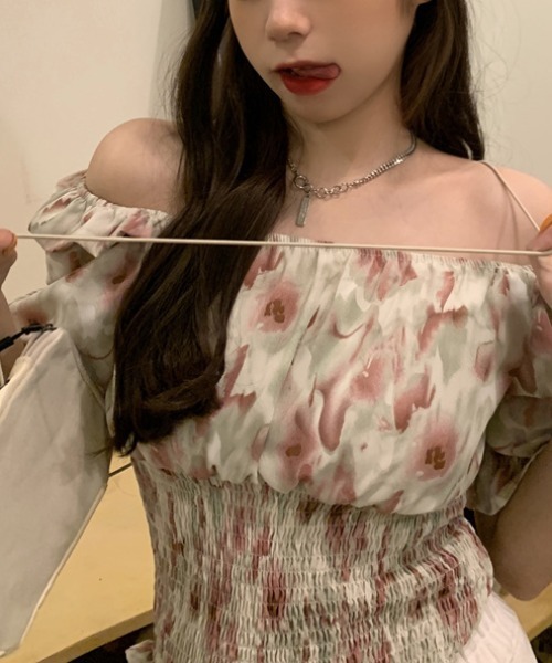 yuue' ( wear )(ユーイ)の「オフショルスクエアネックシャーリングトップス(シャツ/ブラウス・レディース・ピンク/イエロー/ブルー・FREE)」の17枚目の写真