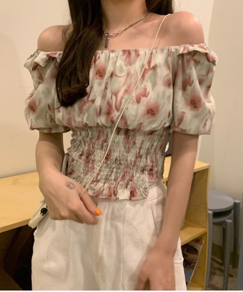 yuue' ( wear )(ユーイ)の「オフショルスクエアネックシャーリングトップス(シャツ/ブラウス・レディース・ピンク/イエロー/ブルー・FREE)」の18枚目の写真