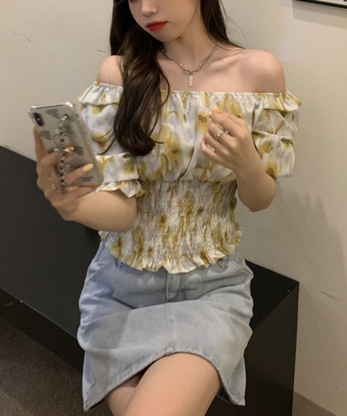 yuue' ( wear )(ユーイ)の「オフショルスクエアネックシャーリングトップス(シャツ/ブラウス・レディース・ピンク/イエロー/ブルー・FREE)」の19枚目の写真