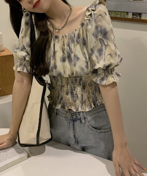 yuue' ( wear )(ユーイ)の「オフショルスクエアネックシャーリングトップス(シャツ/ブラウス・レディース・ピンク/イエロー/ブルー・FREE)」の20枚目の写真