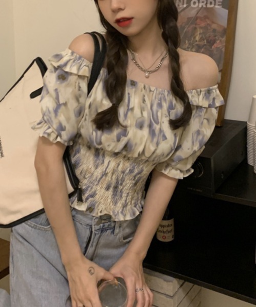 yuue' ( wear )(ユーイ)の「オフショルスクエアネックシャーリングトップス(シャツ/ブラウス・レディース・ピンク/イエロー/ブルー・FREE)」の21枚目の写真