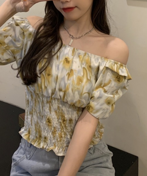 yuue' ( wear )(ユーイ)の「オフショルスクエアネックシャーリングトップス(シャツ/ブラウス・レディース・ピンク/イエロー/ブルー・FREE)」の22枚目の写真