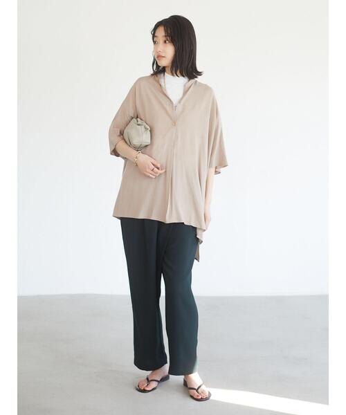 CRAFT STANDARD BOUTIQUE（クラフトスタンダードブティック）の「ドロップショルダースタンドカラーボックスシャツ　＊◇（シャツ/ブラウス・レディース・オレンジ/モカ/ミント/ネイビー・FREE）」の9枚目の写真