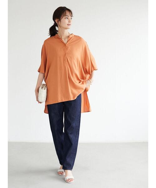 CRAFT STANDARD BOUTIQUE（クラフトスタンダードブティック）の「ドロップショルダースタンドカラーボックスシャツ　＊◇（シャツ/ブラウス・レディース・オレンジ/モカ/ミント/ネイビー・FREE）」の16枚目の写真