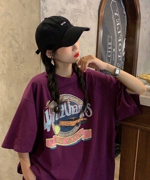 ACT（アクト）の「【ACT -fascination design-】ビッグシルエット プリントTシャツ（Tシャツ/カットソー・レディース・ホワイト/パープル・FREE）」の4枚目の写真