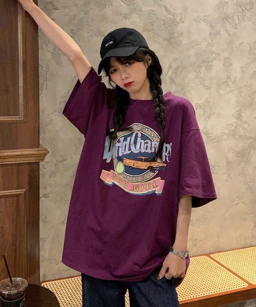 ACT（アクト）の「【ACT -fascination design-】ビッグシルエット プリントTシャツ（Tシャツ/カットソー・レディース・ホワイト/パープル・FREE）」の16枚目の写真