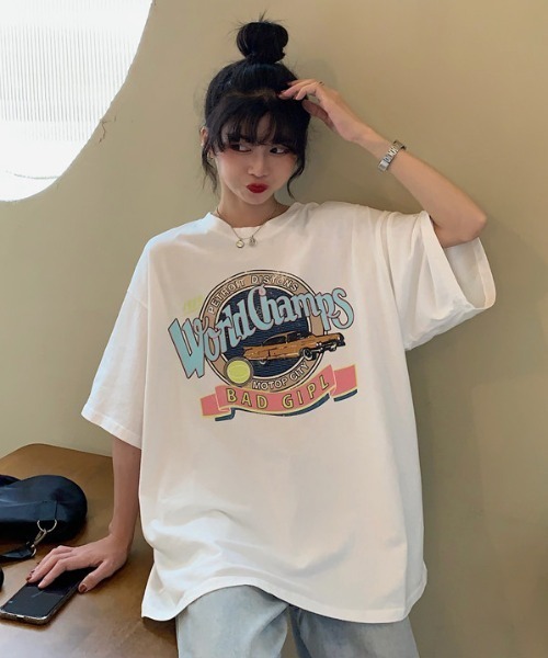 ACT（アクト）の「【ACT -fascination design-】ビッグシルエット プリントTシャツ（Tシャツ/カットソー・レディース・ホワイト/パープル・FREE）」の3枚目の写真