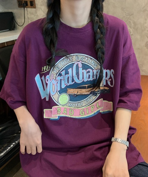 ACT（アクト）の「【ACT -fascination design-】ビッグシルエット プリントTシャツ（Tシャツ/カットソー・レディース・ホワイト/パープル・FREE）」の8枚目の写真