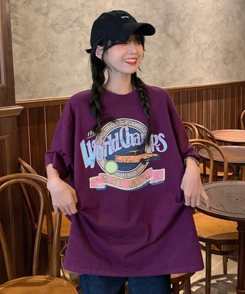 ACT（アクト）の「【ACT -fascination design-】ビッグシルエット プリントTシャツ（Tシャツ/カットソー・レディース・ホワイト/パープル・FREE）」の11枚目の写真