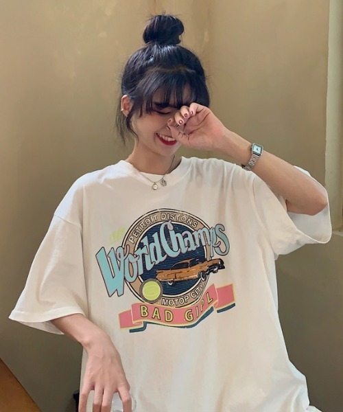 ACT（アクト）の「【ACT -fascination design-】ビッグシルエット プリントTシャツ（Tシャツ/カットソー・レディース・ホワイト/パープル・FREE）」の12枚目の写真