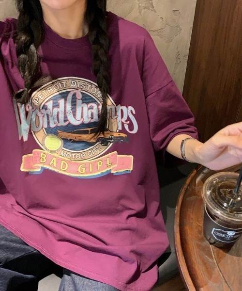 ACT（アクト）の「【ACT -fascination design-】ビッグシルエット プリントTシャツ（Tシャツ/カットソー・レディース・ホワイト/パープル・FREE）」の5枚目の写真