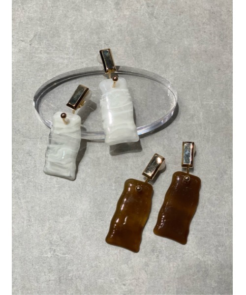 SLY（スライ）の「MARBLE PLATE EARRING（イヤリング・レディース・ブラウン/ホワイト・FREE）」の12枚目の写真