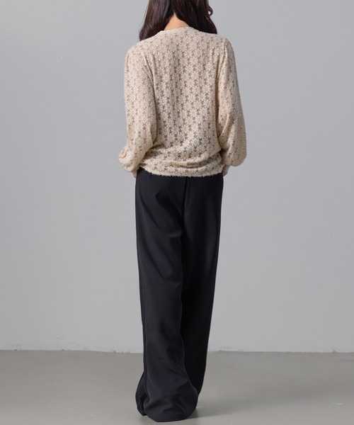 DAY CLOSET（デイ クローゼット）の「レディース パール風ボタンの花柄レースカーディガン（カーディガン/ボレロ・レディース・アイボリー/ブラック/ベージュ・ONE SIZE）」の20枚目の写真