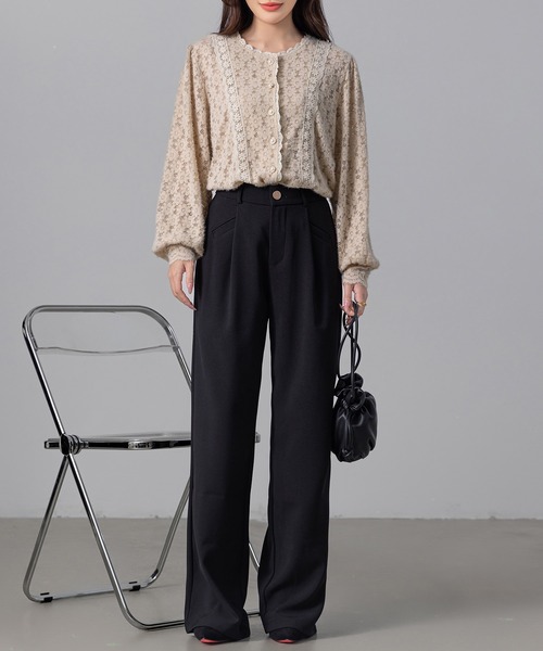 DAY CLOSET（デイ クローゼット）の「レディース パール風ボタンの花柄レースカーディガン（カーディガン/ボレロ・レディース・アイボリー/ブラック/ベージュ・ONE SIZE）」の19枚目の写真