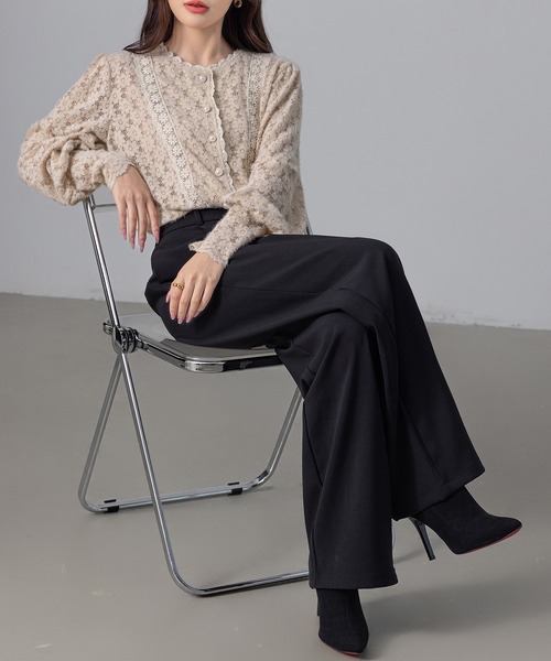 DAY CLOSET（デイ クローゼット）の「レディース パール風ボタンの花柄レースカーディガン（カーディガン/ボレロ・レディース・アイボリー/ブラック/ベージュ・ONE SIZE）」の17枚目の写真