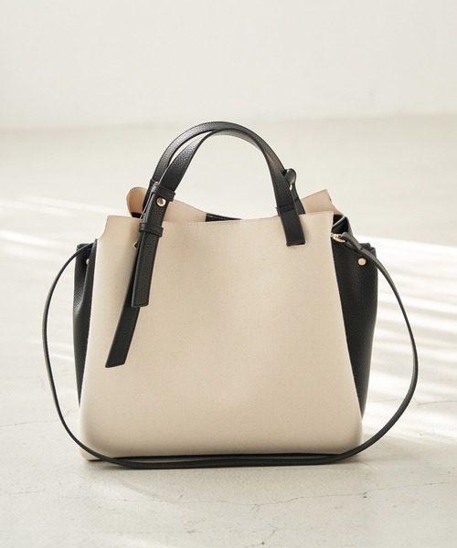 ROPE' PICNIC(ロペピクニック)の「【軽量】キャンバスコンビスウェイハンドル5層ミドルトート&ショルダーバッグ(トートバッグ・レディース・ブラック系その他/ホワイト系その他5/レッド系その他2・FREE)」の12枚目の写真