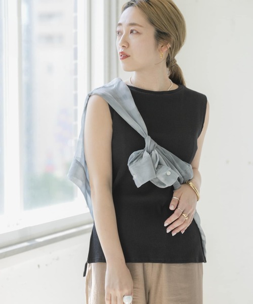 ITEMS URBANRESEARCH（アイテムズ アーバンリサーチ）の「リブタンクトップ（タンクトップ・レディース・ブラック/グレー系その他/ミント/ブラウン・FREE）」の2枚目の写真