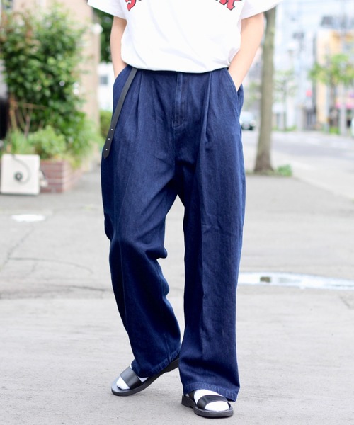 y/m by れぽすけ（イムバイレポスケ）の「ワイドデニム（デニムパンツ・メンズ・インディゴブルー・MEDIUM/LARGE）」の5枚目の写真