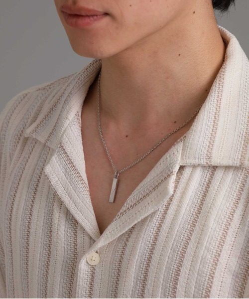 LION HEART（ライオンハート）の「【限定展開】“SAND”プレートネックレス/サージカルステンレス（金属アレルギー対応）【LION HEART / ライオンハート】（ネックレス・メンズ・ブラック/シルバー/シルバー×ブラック・50cm）」の4枚目の写真