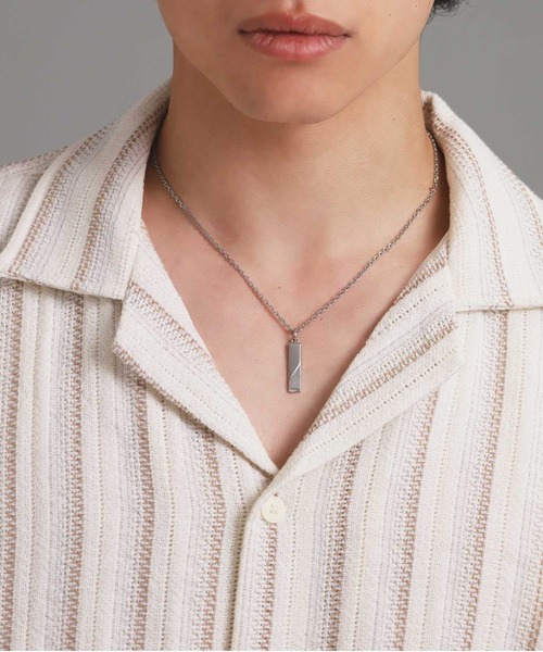 LION HEART（ライオンハート）の「【限定展開】“SAND”プレートネックレス/サージカルステンレス（金属アレルギー対応）【LION HEART / ライオンハート】（ネックレス・メンズ・ブラック/シルバー/シルバー×ブラック・50cm）」の7枚目の写真