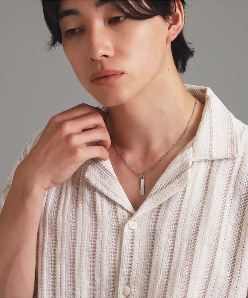 LION HEART（ライオンハート）の「【限定展開】“SAND”プレートネックレス/サージカルステンレス（金属アレルギー対応）【LION HEART / ライオンハート】（ネックレス・メンズ・ブラック/シルバー/シルバー×ブラック・50cm）」の9枚目の写真