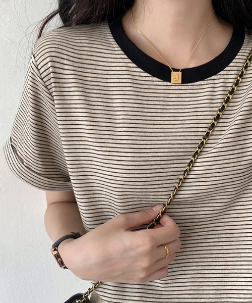 ABITOKYO(アビトーキョー)の「ハーフボーダーカットTシャツ(Tシャツ/カットソー・レディース・ブラック/グリーン/キャメル・M/L)」の8枚目の写真