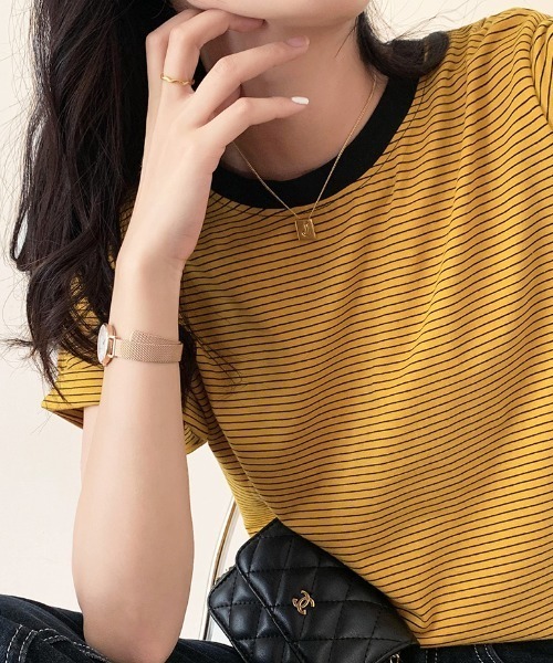 ABITOKYO(アビトーキョー)の「ハーフボーダーカットTシャツ(Tシャツ/カットソー・レディース・ブラック/グリーン/キャメル・M/L)」の15枚目の写真