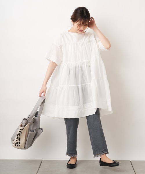 PUAL CE CIN（ピュアルセシン）の「JAPAN MADE デニムパンツ（デニムパンツ・レディース・ホワイト/グレー/インディゴブルー・FREE）」の6枚目の写真