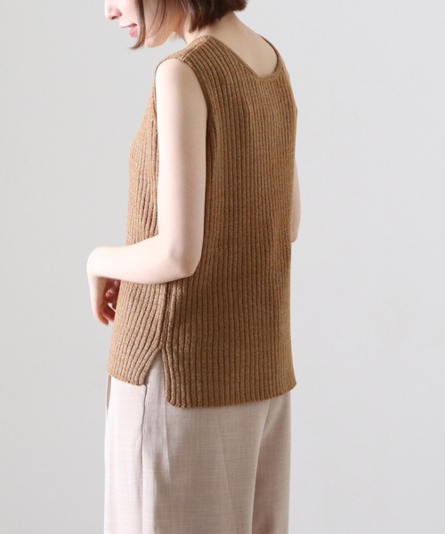 Cheek（チーク）の「ブークレニットタンク（タンクトップ・レディース・グリーン/アイボリー/モカ・MEDIUM）」の5枚目の写真