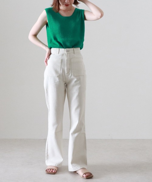 Cheek（チーク）の「ブークレニットタンク（タンクトップ・レディース・グリーン/アイボリー/モカ・MEDIUM）」の8枚目の写真