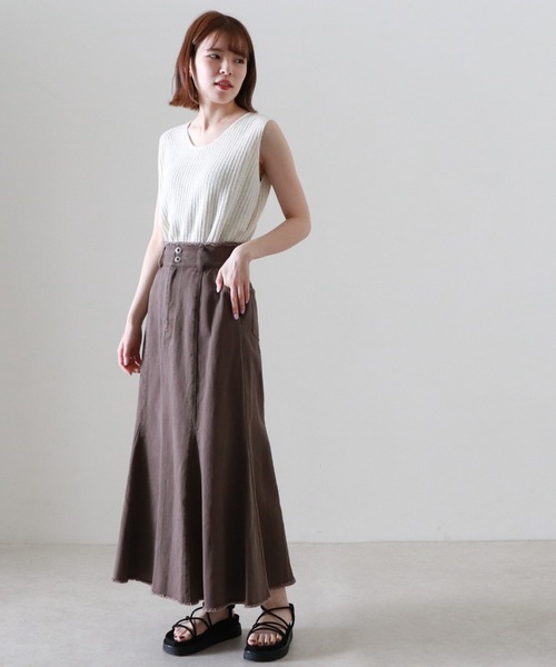 Cheek（チーク）の「ブークレニットタンク（タンクトップ・レディース・グリーン/アイボリー/モカ・MEDIUM）」の19枚目の写真