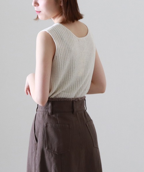 Cheek（チーク）の「ブークレニットタンク（タンクトップ・レディース・グリーン/アイボリー/モカ・MEDIUM）」の17枚目の写真