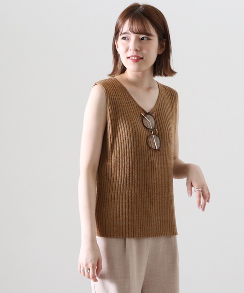 Cheek（チーク）の「ブークレニットタンク（タンクトップ・レディース・グリーン/アイボリー/モカ・MEDIUM）」の13枚目の写真