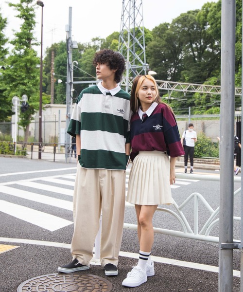 WEGO(ウィゴー)の「WEGO/ヘビーウエイト ビッグシルエット5分袖ラガーシャツ(ポロシャツ・メンズ・オートミール/スミクロ/グリーン系その他5/レッド系その他5・LARGE/MEDIUM)」の18枚目の写真