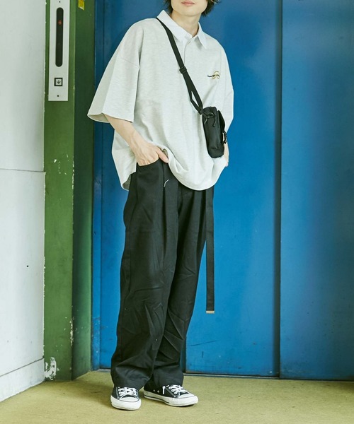 WEGO(ウィゴー)の「WEGO/ヘビーウエイト ビッグシルエット5分袖ラガーシャツ(ポロシャツ・メンズ・オートミール/スミクロ/グリーン系その他5/レッド系その他5・LARGE/MEDIUM)」の22枚目の写真