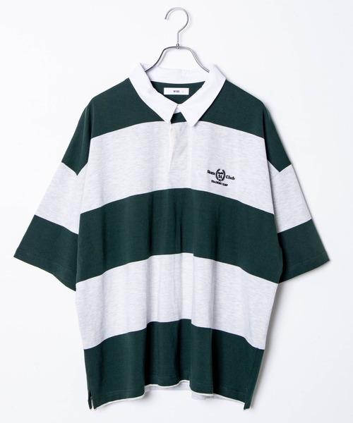 WEGO(ウィゴー)の「WEGO/ヘビーウエイト ビッグシルエット5分袖ラガーシャツ(ポロシャツ・メンズ・オートミール/スミクロ/グリーン系その他5/レッド系その他5・LARGE/MEDIUM)」の6枚目の写真