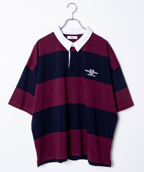 WEGO(ウィゴー)の「WEGO/ヘビーウエイト ビッグシルエット5分袖ラガーシャツ(ポロシャツ・メンズ・オートミール/スミクロ/グリーン系その他5/レッド系その他5・LARGE/MEDIUM)」の7枚目の写真