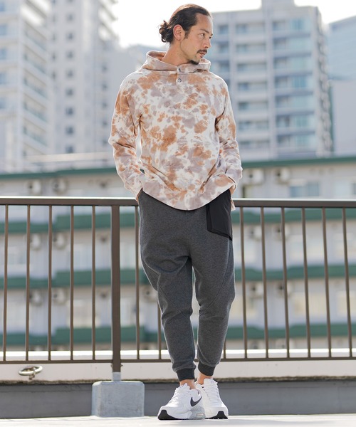 CAMBIO（カンビオ）の「mp9238-アシンメトリー異素材切替ダンボールニットスウェットパンツ（スウェットパンツ・メンズ・ブラック/チャコール/グレー・L/M/XL/S）」の4枚目の写真