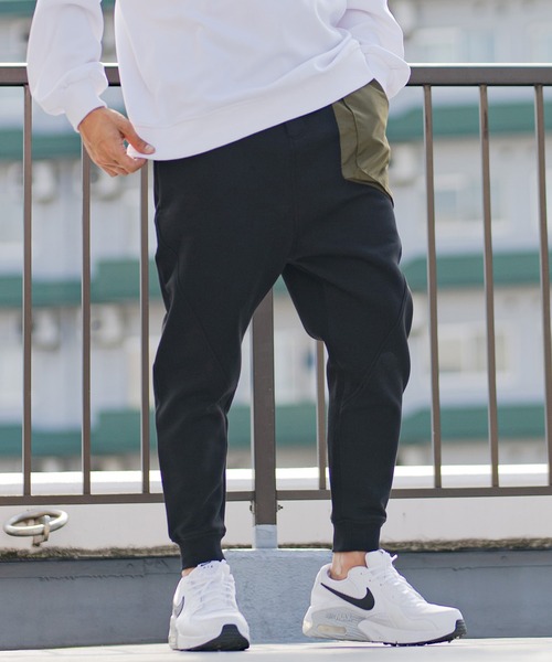 CAMBIO（カンビオ）の「mp9238-アシンメトリー異素材切替ダンボールニットスウェットパンツ（スウェットパンツ・メンズ・ブラック/チャコール/グレー・L/M/XL/S）」の8枚目の写真