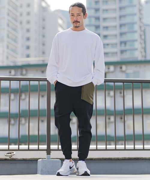 CAMBIO（カンビオ）の「mp9238-アシンメトリー異素材切替ダンボールニットスウェットパンツ（スウェットパンツ・メンズ・ブラック/チャコール/グレー・L/M/XL/S）」の16枚目の写真