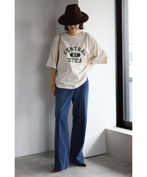 Bonjour Sagan(ボンジュールサガン)の「フットボールTシャツ(Tシャツ/カットソー・レディース・チャコールグレー/グリーン/キナリ・FREE)」の11枚目の写真