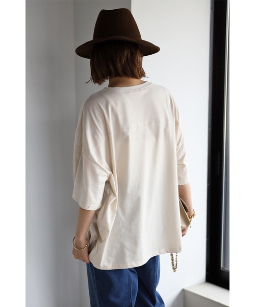 Bonjour Sagan(ボンジュールサガン)の「フットボールTシャツ(Tシャツ/カットソー・レディース・チャコールグレー/グリーン/キナリ・FREE)」の7枚目の写真
