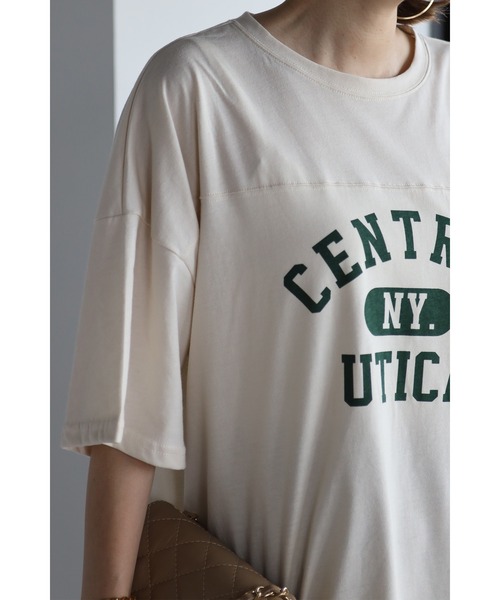 Bonjour Sagan(ボンジュールサガン)の「フットボールTシャツ(Tシャツ/カットソー・レディース・チャコールグレー/グリーン/キナリ・FREE)」の9枚目の写真